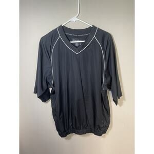 Footjoy FJ Mens M Black V-neck Pullover Short Sleeve Wind Breaker Golf Shirt